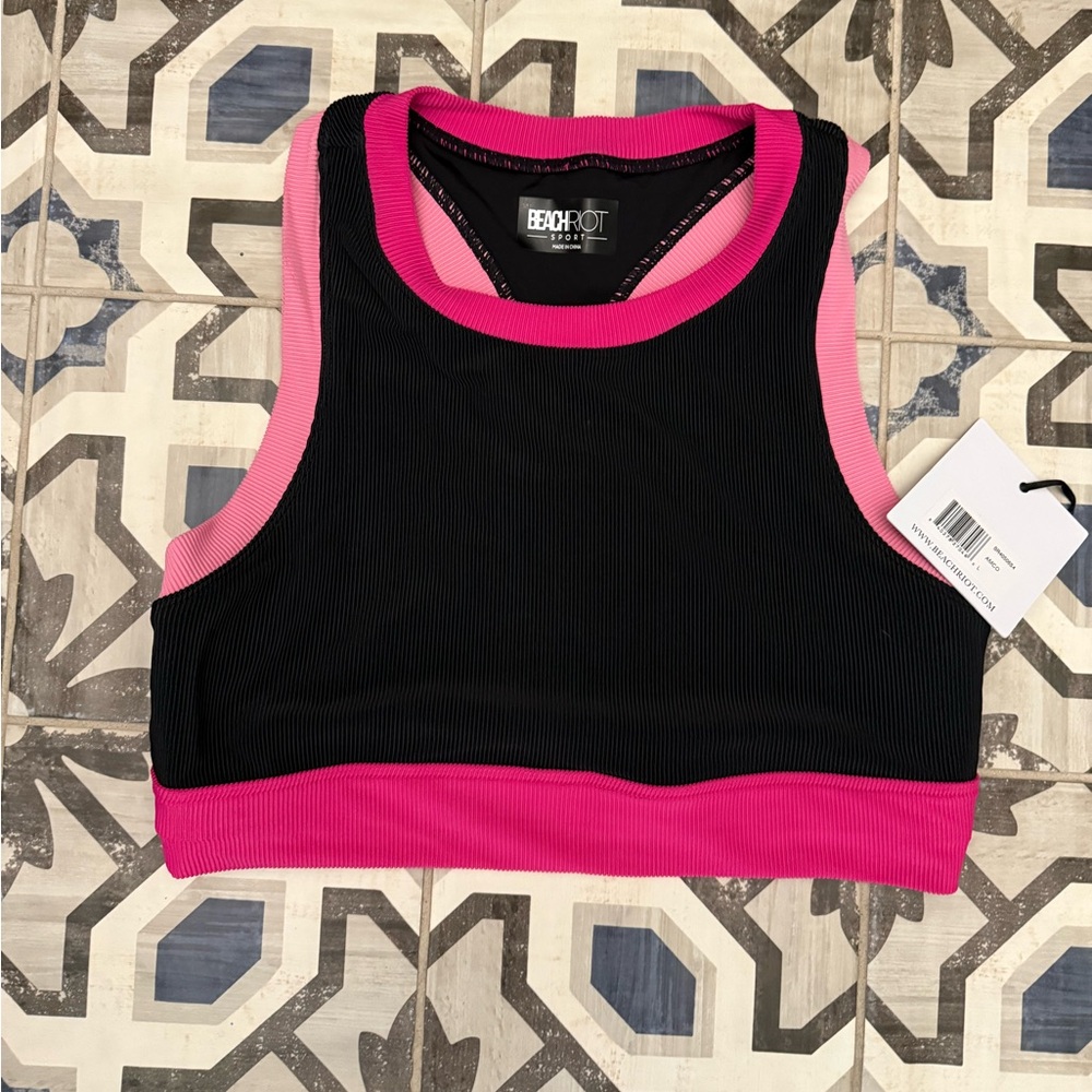 Beach Riot Gwen Tank Top in Pink and Black size Large